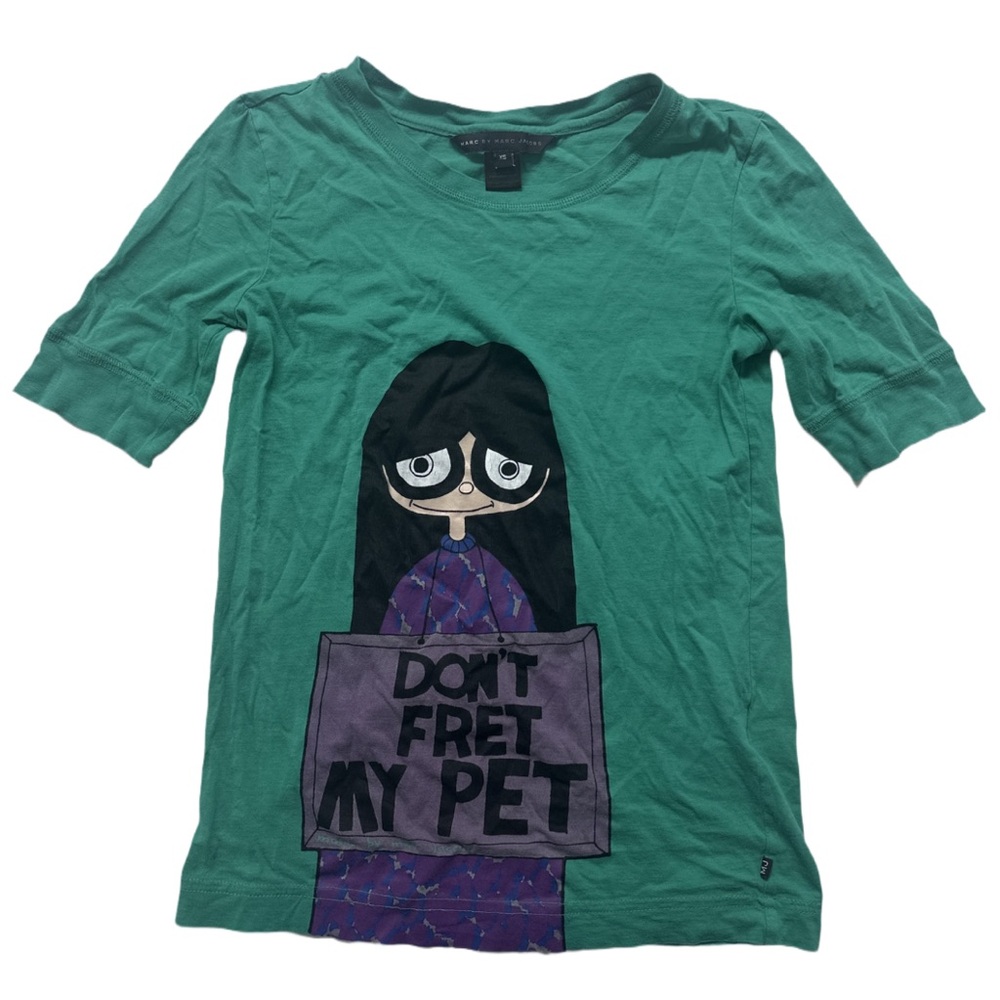 MARC BY MARC JACOBS women's miss marc "don't fret my pet" graphic tee, XS.